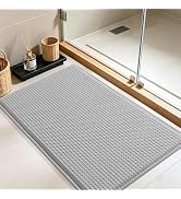 Boost Upgrade Memory Foam Waffle Bath Mat, Ultra-Max Soft Bathroom Rug, Super Non-Slip PVC Backin...