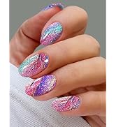 JMEOWIO Gel Nail Stickers Marble Blue Purple Semi Cured Gel Nail Strips Wraps UV/LED Supplies Nai...