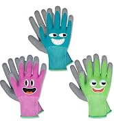 KDK Kids Gardening Gloves for Age 3-12, Toddler Rubber Coated Garden Gloves, Kids Work Gloves, fo...