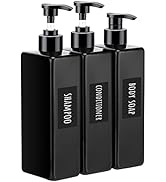 Segbeauty Shower Refillable Dispenser, 3pcs 16.9oz 500ml Pump Press Bottles with Labels, Empty Re...