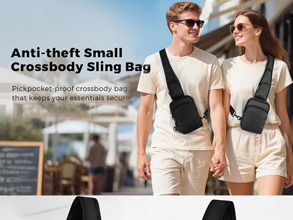 Sling Bag, Crossbody Bag with Zipper Lock