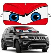 Car Windshield Sun Shade, Universal Fit Midsized Sedan SUV, Angry Red | 63 x 31.5" Windshield Cov...