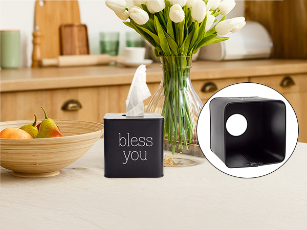 Enamelware Square Tissue Box Cover (Black) Auldhome B0BLP5SZ28