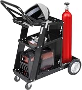 3-Tier Welding Cart with 360° Swivel Wheels, MIG TIG Plasma Cutter Welder Cart Kits Universal Til...