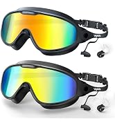 VegoVia Adult Swim Goggles 2 Pack, Anti-Fog 180° Wide View UV Protection Pool Swimming Goggles fo...