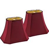 GO&SO Square Cut Corner Lampshades, 8x14x11 Inch Medium Table Lamp Shades Burgundy, Natural Linen...