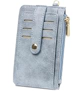 SENDEFN Slim Credit Card Holder RFID Blocking Leather Keychain Wallet for Women with Zipper Pocket