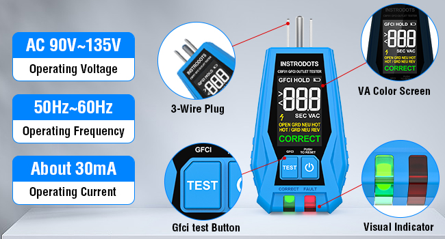 Circuit Breaker Finder & GFCI Outlet Tester with Digital LCD Display