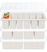 3-Pack Silicone Freezer Trays with Lid,2 Large 2-Cup(500ml)&4 Medium 1-Cup(250ml)&6 Small 1/2-Cup...