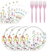 KFJBPB 72 Pcs Wildflower Paper Plates and Napkins Party Supplies, Floral Party Plates and Napkins...