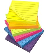 Teskyer Lined Sticky Notes 3x3 Inch, 600 Sheets Adhesive Self-Stick Notes, 6 Bright Colors, 100 S...