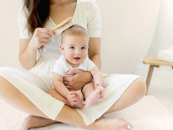 baby hair brush comb newborn set wooden goat bristles cradle cap boys girls toddlers hairbrush