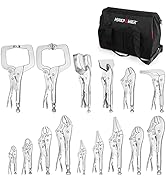 MAXPOWER 15-pieces Locking Pliers with C-clamps Set, Long Nose Pliers, Pinch Off Pliers, Sheet Me...