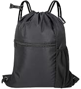 HOLYLUCK Men & Women Outdoor Sport Gym Sack Waterproof Drawstring Backpack Bag -black