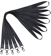 YOUOWO Black Lanyards 5 pack lanyard for id Badge Holder New pattern black metal hook neck office...