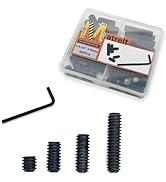 Matrelt 65pcs 1/4-20 4 Sizes Hex Socket Set Screws Assortment Kit, Black Alloy Cup Point Grub Scr...