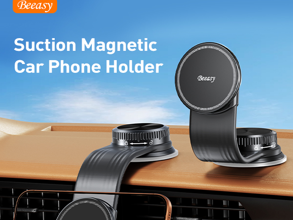 Magnetic Car Phone Holder with Vacuum Suction Cup
