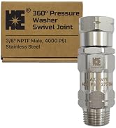 Cosmostar Stainless Steel 3/8" NPT-M 360° Pressure Washer Swivel – Enhanced Leak-Proof High-Flow ...