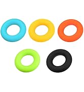 uxcell Hand Grip Strengthener, 5 Level: 20/30/40/50/60Lbs Silicone Rings Fingers Forearms Exercis...