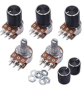 Taiss / 5pcs 10K Ohm 6 Pins Split Shaft Rotary Linear Dual Taper Audio B Type Potentiometer, Volu...