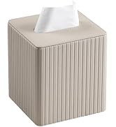 MEIBOOCH PU Leather Tissue Box Cover Square Tissue Box Holder with Magnetic Closure (Beige)