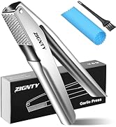ZIGNTY Garlic Press Stainless Steel,Professional Garlic Mincer Tool No Need to Peel,Dual Lever-As...