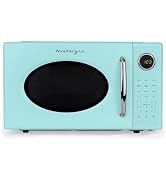 Nostalgia Retro 1000W Microwave Oven 1.1 Cu Ft Capacity – Child Safety Lock, 8 Auto-Cook Settings...