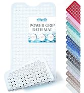 SlipX Solutions 39"x16" Power Grip Non Slip Bathtub Shower Mat, White | Stronger Wet Surface Prot...