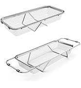 WAGENSTEIGER Extendable Dish Rack with Feet, Vegetable Colander Basket, Stainless Steel Dish or S...
