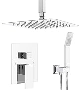 Ceiling Mounted Shower System-Polished Chrome Shower Combo Set with 12 Inches Square Rain Shower ...