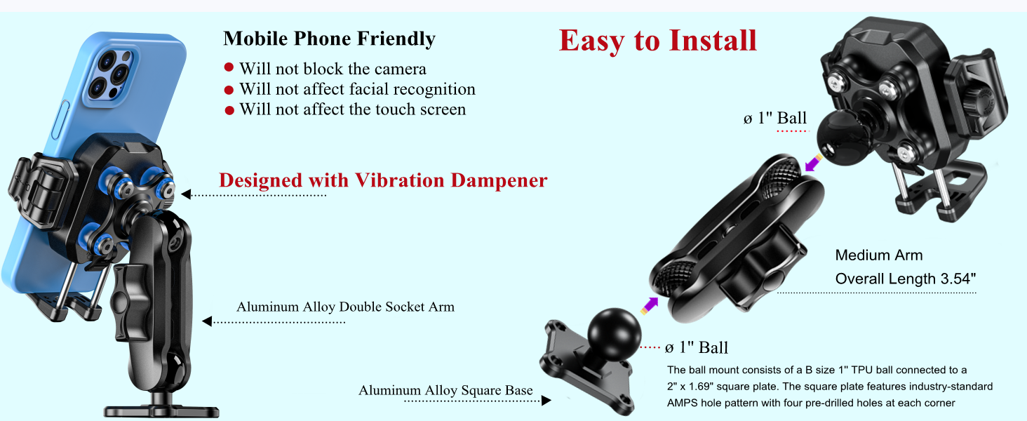 Phone mount holder with vibration dampener