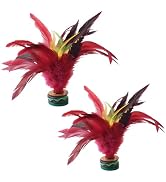 Seadiquiet 2Pcs 20CM Kick Shuttlecock, Fadeless Colorful Feathers Chinese Shuttlecock Adults, Chi...