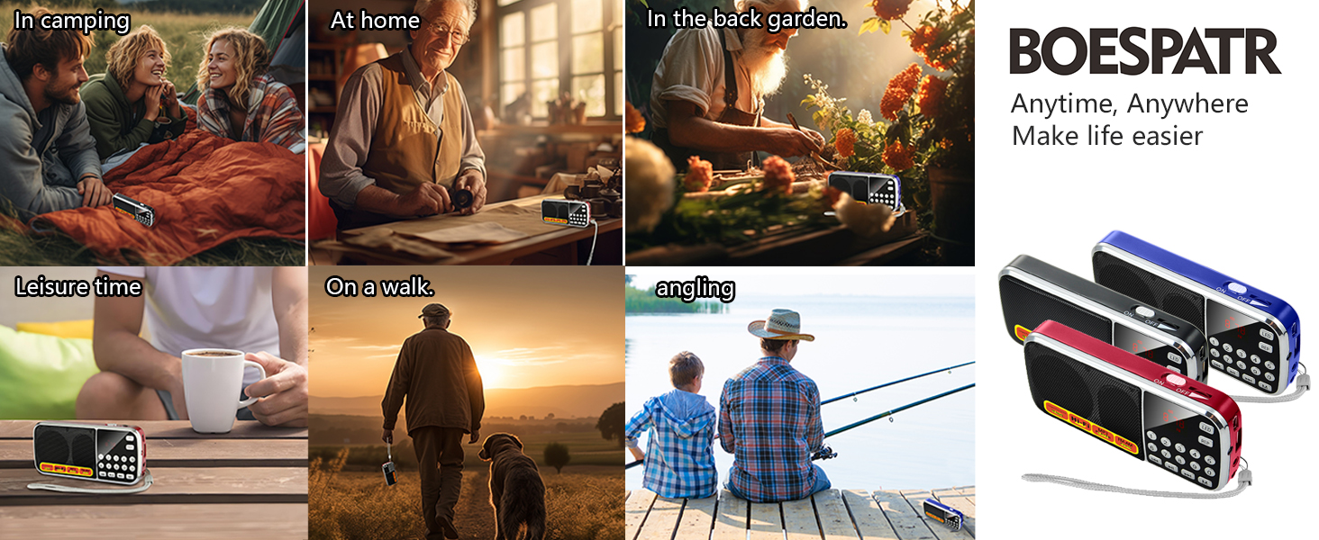Portable AM FM radio for home and outdoor use