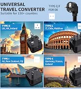 2000W Voltage Converter US to Europe for Hair Dryers, 7-in-1 220V to 110V Converter for European ...
