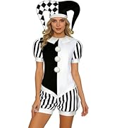 Mavikim Adult Circus Jester Cosplay Costume Halloween Clown Stage Outfits Easter Birthday Party J...
