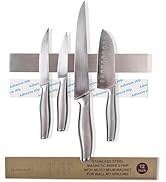 Hamletoff Premium Magnetic Knife Strip for Wall no Drilling – 12 Inch Stainless Steel Magnetic Kn...