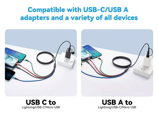 multi charger cable usb a/usb c of all multi davices usbc type charger cord fast charging cable