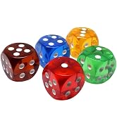 5pcs Professional-Grade Crystal Dice - 25mm Waterproof 6-Sided Precision Gaming Dice with Anti-Sl...