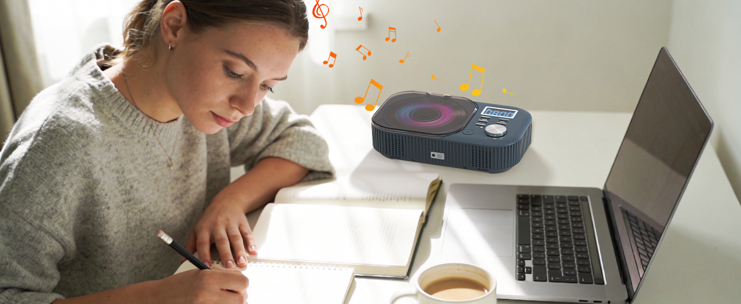MONODEAL Portable CD Player with Dual Stereo Speakers
