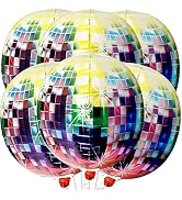 KatchOn Big Multicolor Disco Ball Balloons - 22 Inch, Pack of 6 | Neon Balloons for 80s Party Dec...