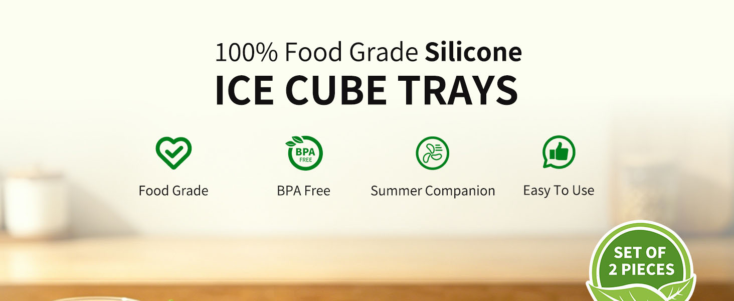 Azxb Ice Cube Trays with Lid, 2 Packs 30 Cubes Durable Stackable Flexible Silicone Ice Cube Trays