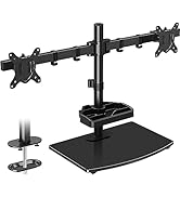 MOUNT PRO Dual Monitor Stand with Glass Base, Freestanding Dual Monitor Mount for 2 Screens up to...