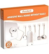 Aweshock Wall Hooks for Hanging, 20 Packs Heavy Duty Wall Hook 13 lbs Load Max,Waterproof & Oilpr...