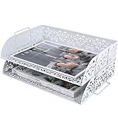 EasyPAG 2-Tier Stackable Desk Tray, Heavy-Duty Metal File Organizer - No Assembly, Space-Saving f...