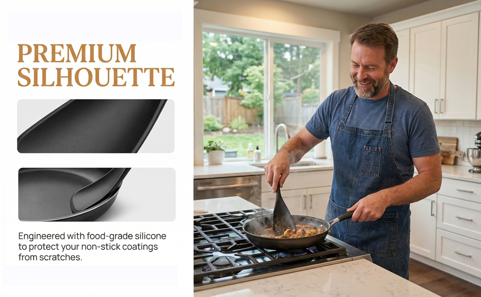 Engineered with food-grade silicone to protect your non-stick coatings from scratches.