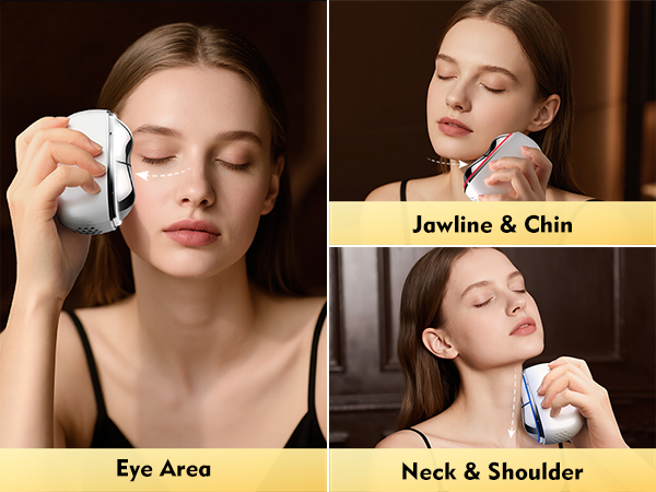 Zinc alloy head with multiple curves fits the contours of your jawline, cheekbones, and neck