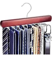 KEOAMG Tie Rack Hanger for Closet, Wooden Tie Hangers for Men with 18 Folding Hooks, Space Saving...