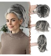 FESHFEN Claw Clip Short Ponytail Extensions - DIY Bendable Metals Fluffy Messy Bun Hair Piece Str...