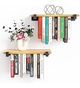 NANATI 2 Set of Floating Bookshelf, Pine Wood Invisible Bookshelf, Hanging Bookshelves for Wall, ...