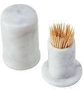 Apasqro Luxury White Carrara Marble Toothpick Holder with Lid – Elegant Toothpick Dispenser, Mode...